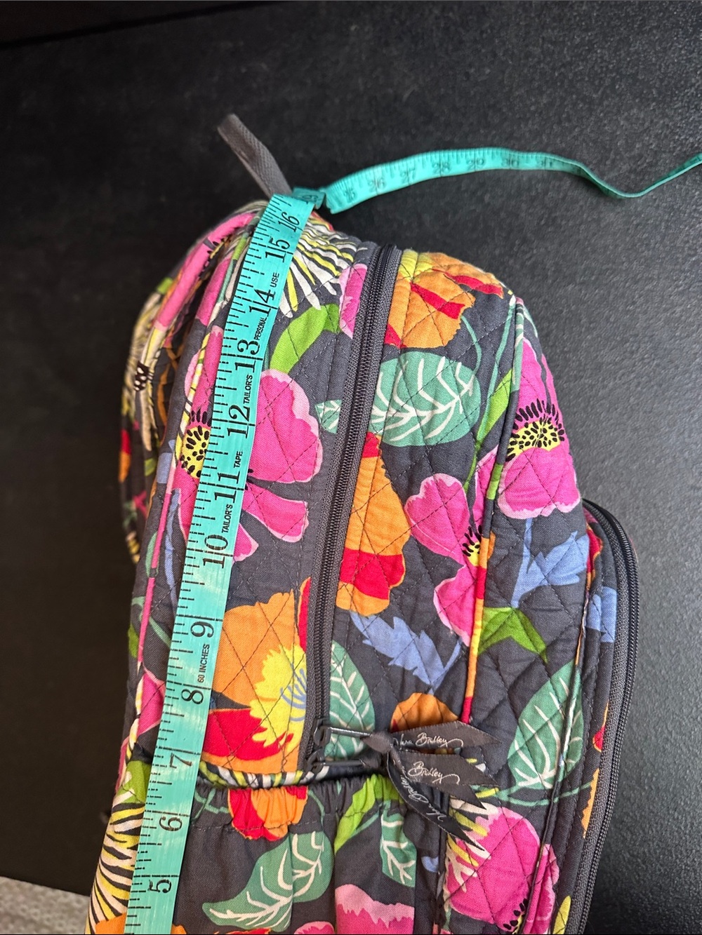 Vera Bradley Black Multi Floral Quilted Backpack with “Jazzy blooms” - Picture 11 of 13
